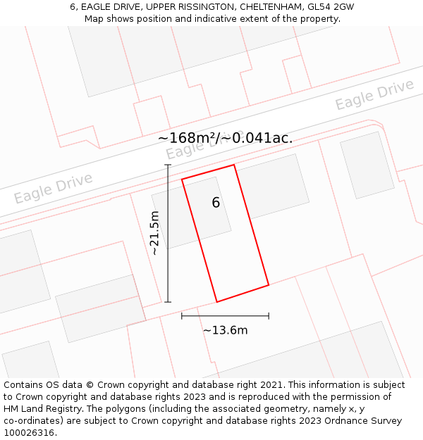 6, EAGLE DRIVE, UPPER RISSINGTON, CHELTENHAM, GL54 2GW: Plot and title map