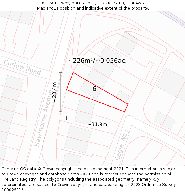 6, EAGLE WAY, ABBEYDALE, GLOUCESTER, GL4 4WS: Plot and title map