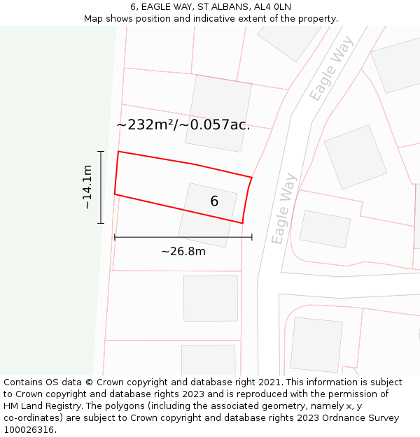 6, EAGLE WAY, ST ALBANS, AL4 0LN: Plot and title map