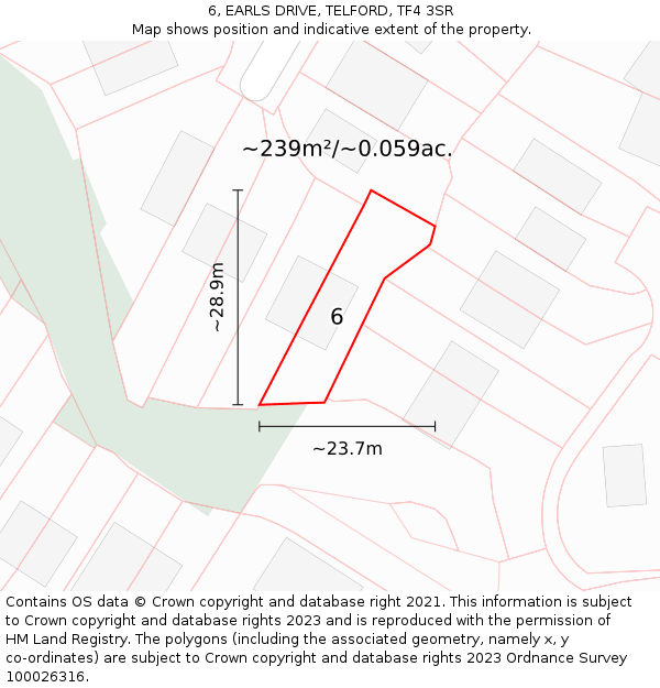6, EARLS DRIVE, TELFORD, TF4 3SR: Plot and title map