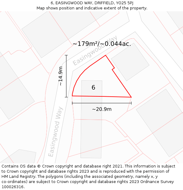6, EASINGWOOD WAY, DRIFFIELD, YO25 5PJ: Plot and title map