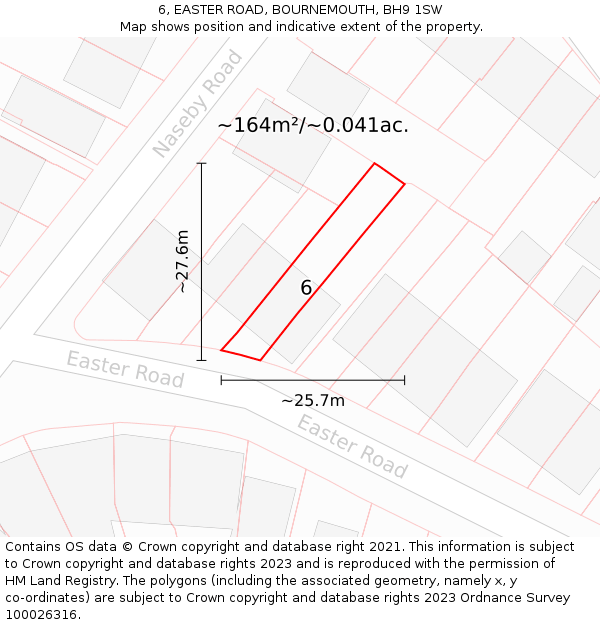 6, EASTER ROAD, BOURNEMOUTH, BH9 1SW: Plot and title map