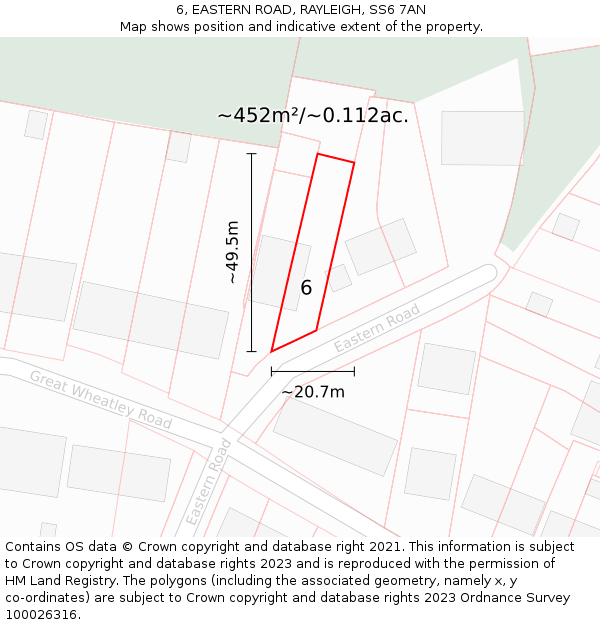 6, EASTERN ROAD, RAYLEIGH, SS6 7AN: Plot and title map