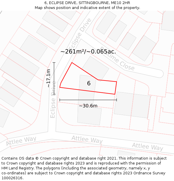 6, ECLIPSE DRIVE, SITTINGBOURNE, ME10 2HR: Plot and title map
