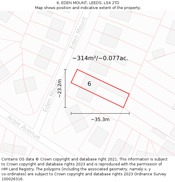 6, EDEN MOUNT, LEEDS, LS4 2TD: Plot and title map