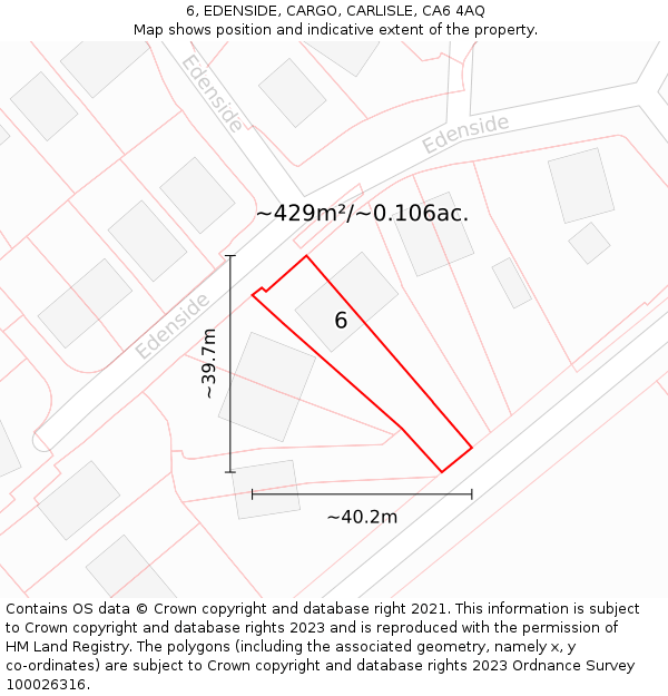 6, EDENSIDE, CARGO, CARLISLE, CA6 4AQ: Plot and title map