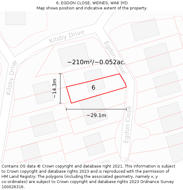 6, EGDON CLOSE, WIDNES, WA8 3YD: Plot and title map