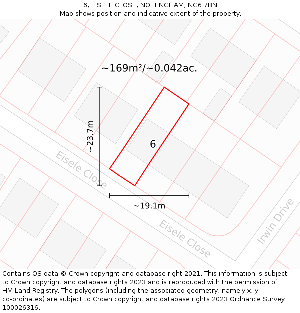 6, EISELE CLOSE, NOTTINGHAM, NG6 7BN: Plot and title map