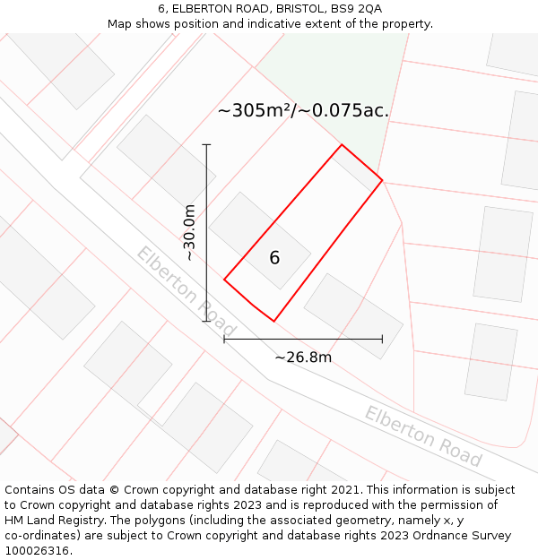 6, ELBERTON ROAD, BRISTOL, BS9 2QA: Plot and title map