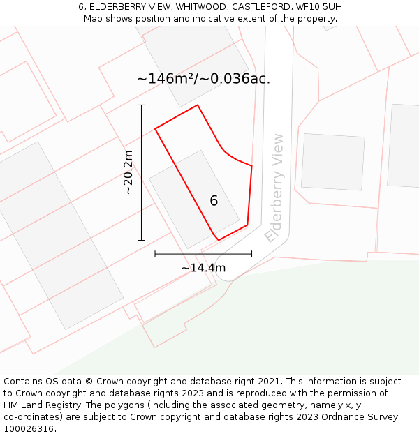 6, ELDERBERRY VIEW, WHITWOOD, CASTLEFORD, WF10 5UH: Plot and title map