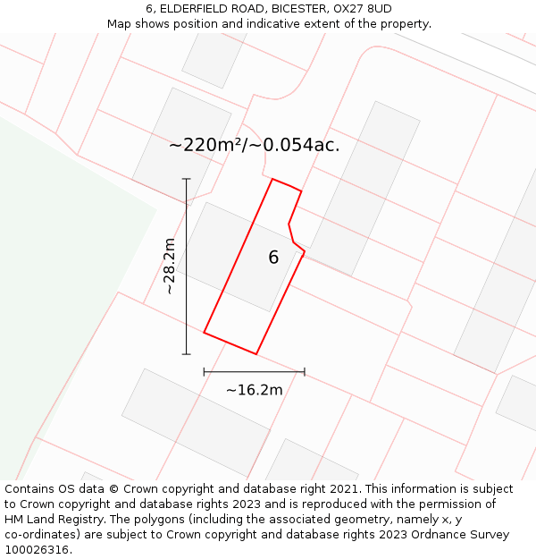6, ELDERFIELD ROAD, BICESTER, OX27 8UD: Plot and title map