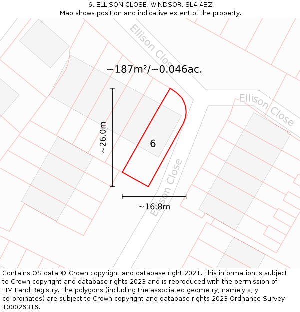 6, ELLISON CLOSE, WINDSOR, SL4 4BZ: Plot and title map