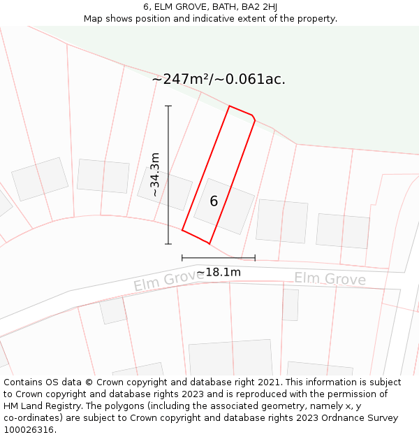 6, ELM GROVE, BATH, BA2 2HJ: Plot and title map