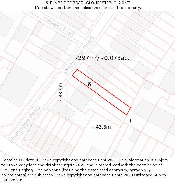 6, ELMBRIDGE ROAD, GLOUCESTER, GL2 0NZ: Plot and title map