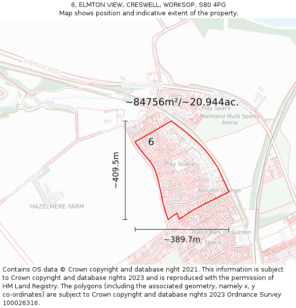 6, ELMTON VIEW, CRESWELL, WORKSOP, S80 4PG: Plot and title map
