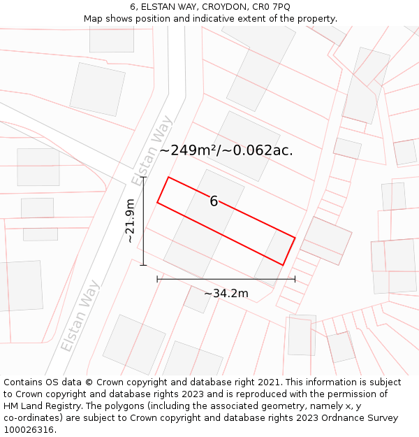 6, ELSTAN WAY, CROYDON, CR0 7PQ: Plot and title map