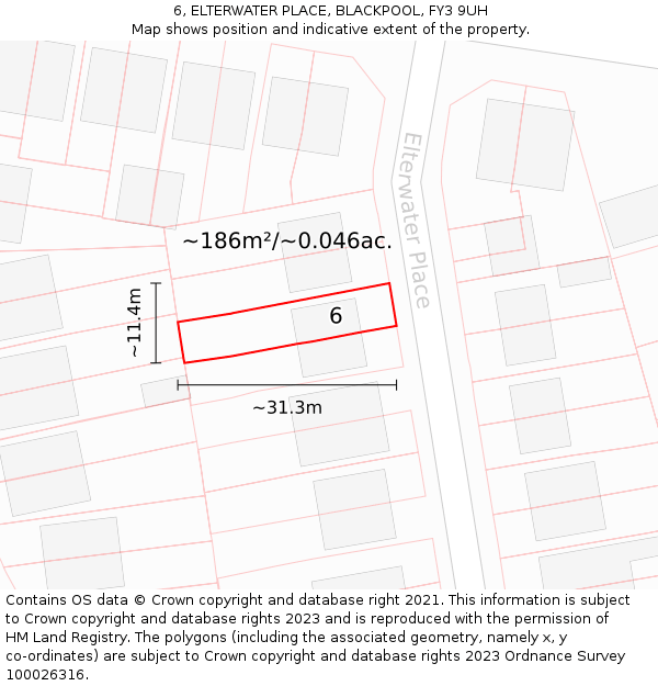 6, ELTERWATER PLACE, BLACKPOOL, FY3 9UH: Plot and title map