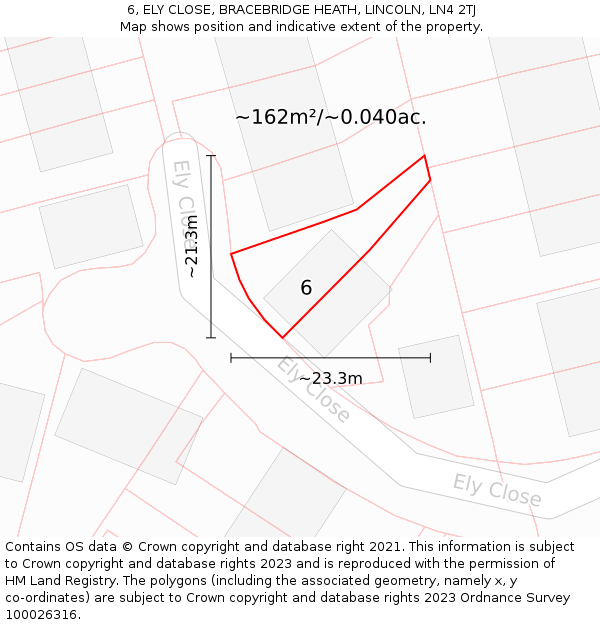 6, ELY CLOSE, BRACEBRIDGE HEATH, LINCOLN, LN4 2TJ: Plot and title map