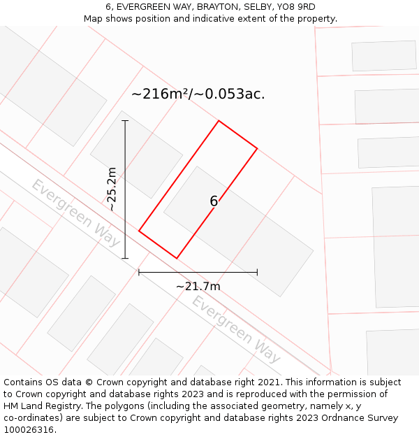 6, EVERGREEN WAY, BRAYTON, SELBY, YO8 9RD: Plot and title map