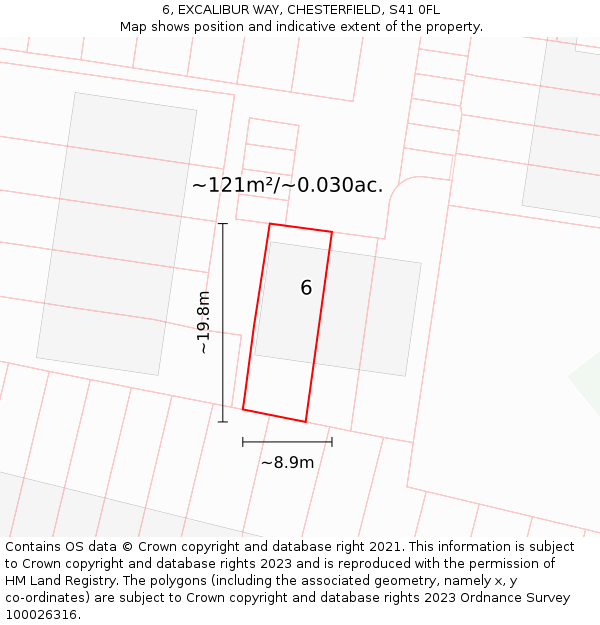 6, EXCALIBUR WAY, CHESTERFIELD, S41 0FL: Plot and title map
