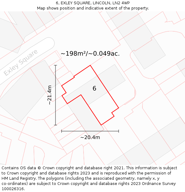 6, EXLEY SQUARE, LINCOLN, LN2 4WP: Plot and title map