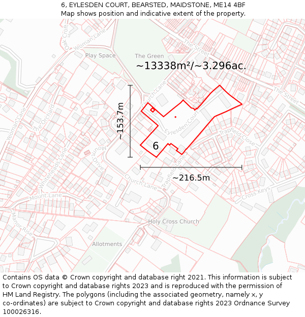 6, EYLESDEN COURT, BEARSTED, MAIDSTONE, ME14 4BF: Plot and title map