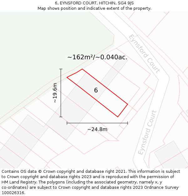 6, EYNSFORD COURT, HITCHIN, SG4 9JS: Plot and title map