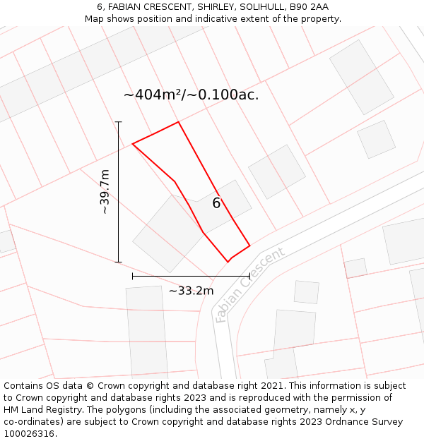 6, FABIAN CRESCENT, SHIRLEY, SOLIHULL, B90 2AA: Plot and title map