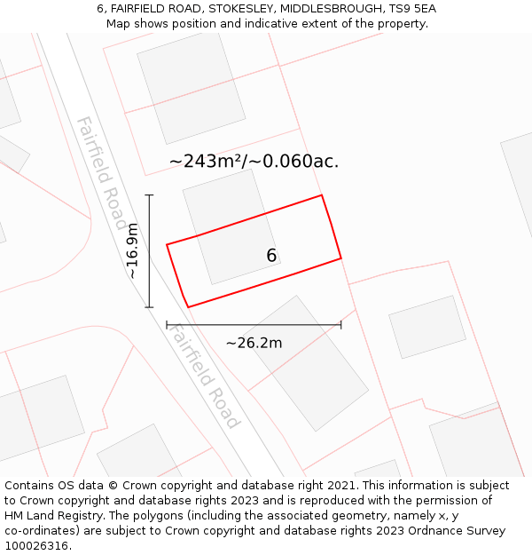 6, FAIRFIELD ROAD, STOKESLEY, MIDDLESBROUGH, TS9 5EA: Plot and title map