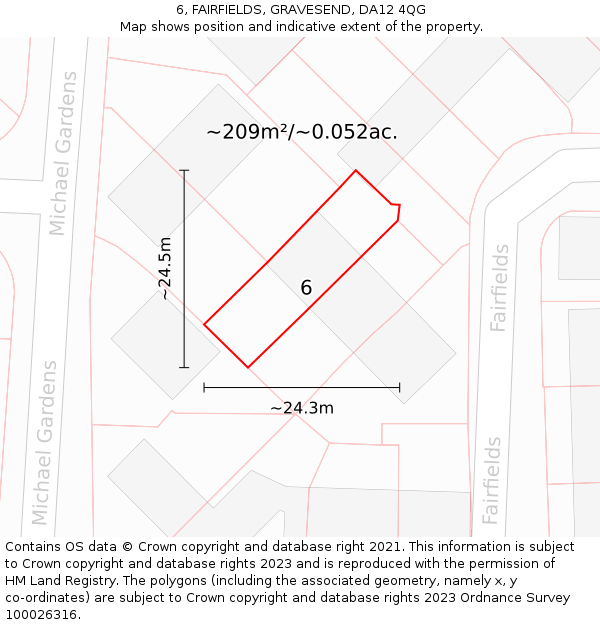 6, FAIRFIELDS, GRAVESEND, DA12 4QG: Plot and title map