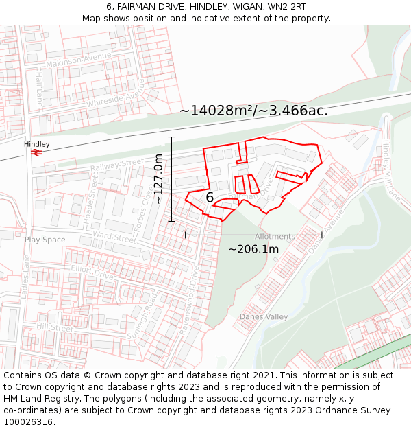 6, FAIRMAN DRIVE, HINDLEY, WIGAN, WN2 2RT: Plot and title map
