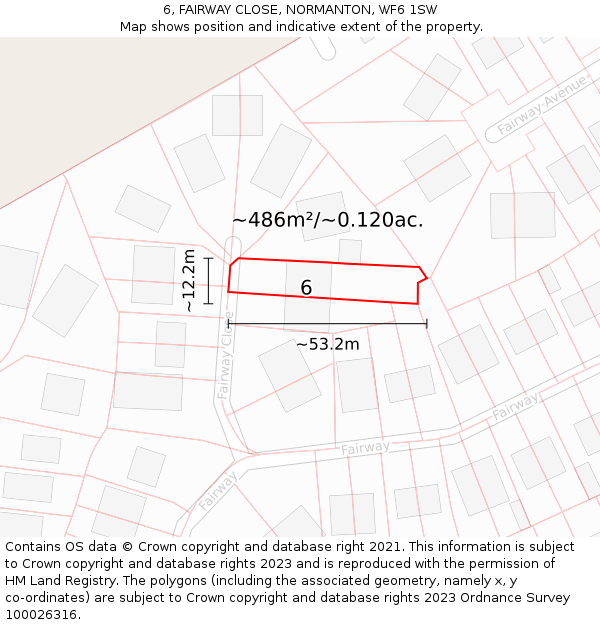 6, FAIRWAY CLOSE, NORMANTON, WF6 1SW: Plot and title map