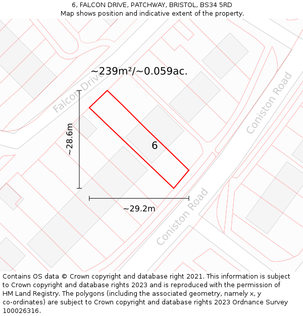 6, FALCON DRIVE, PATCHWAY, BRISTOL, BS34 5RD: Plot and title map