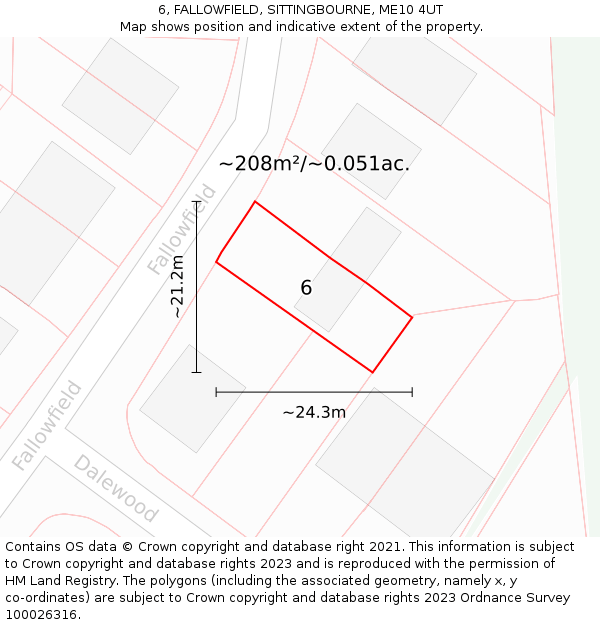 6, FALLOWFIELD, SITTINGBOURNE, ME10 4UT: Plot and title map