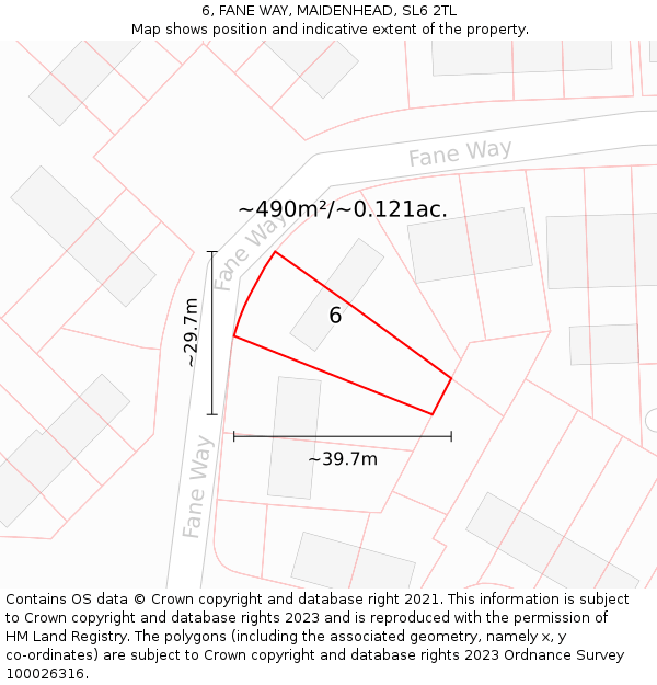 6, FANE WAY, MAIDENHEAD, SL6 2TL: Plot and title map