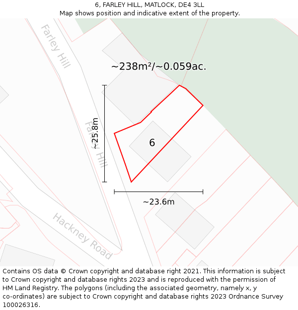 6, FARLEY HILL, MATLOCK, DE4 3LL: Plot and title map