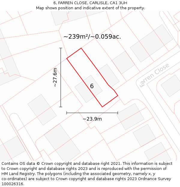 6, FARREN CLOSE, CARLISLE, CA1 3UH: Plot and title map