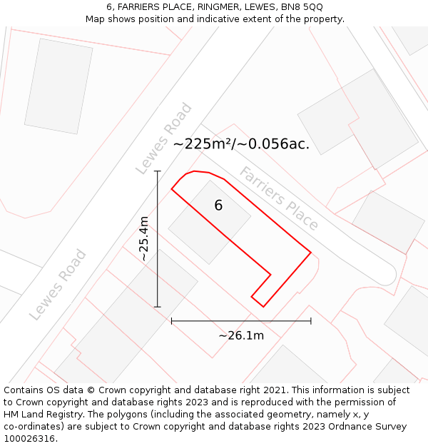 6, FARRIERS PLACE, RINGMER, LEWES, BN8 5QQ: Plot and title map