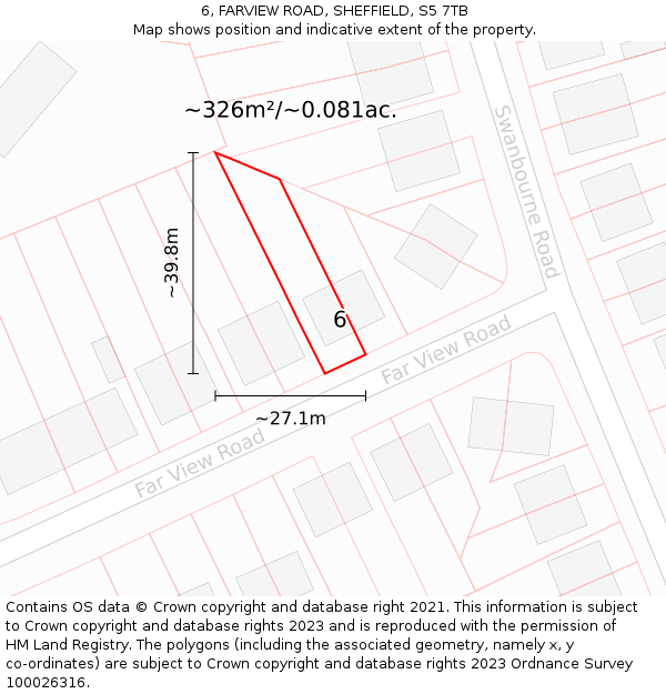 6, FARVIEW ROAD, SHEFFIELD, S5 7TB: Plot and title map