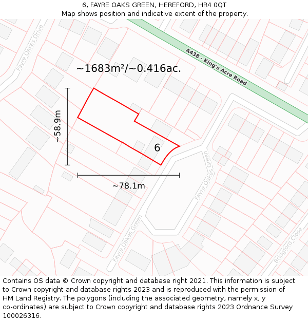 6, FAYRE OAKS GREEN, HEREFORD, HR4 0QT: Plot and title map
