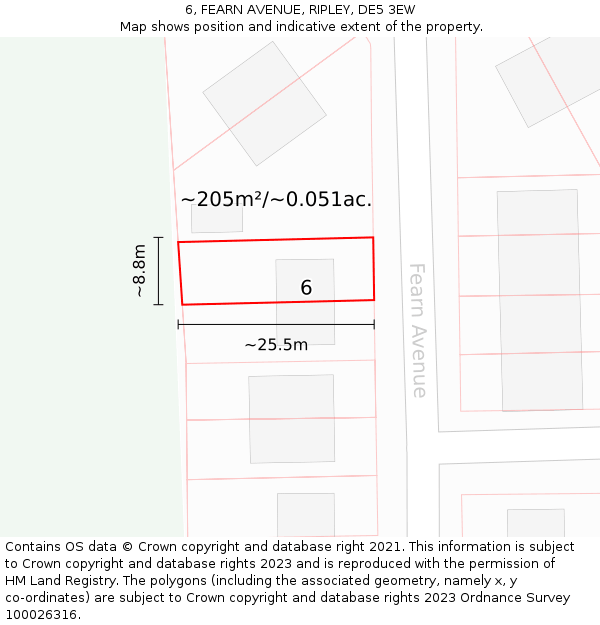 6, FEARN AVENUE, RIPLEY, DE5 3EW: Plot and title map