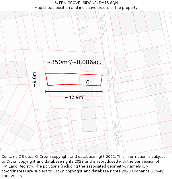 6, FEN GROVE, SIDCUP, DA15 8QN: Plot and title map