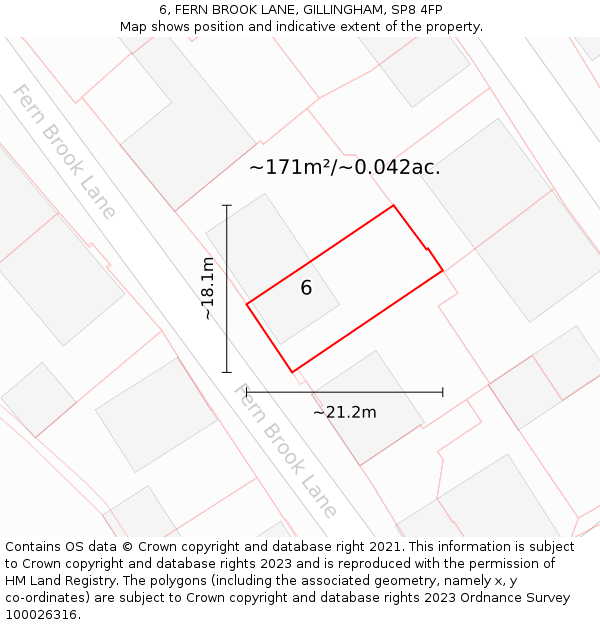 6, FERN BROOK LANE, GILLINGHAM, SP8 4FP: Plot and title map