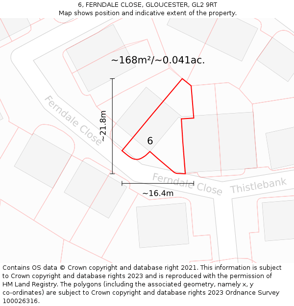 6, FERNDALE CLOSE, GLOUCESTER, GL2 9RT: Plot and title map