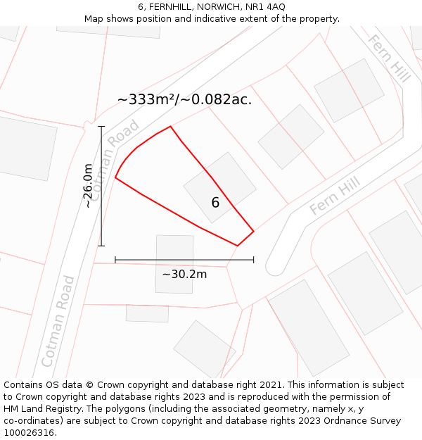 6, FERNHILL, NORWICH, NR1 4AQ: Plot and title map