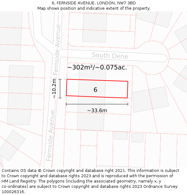 6, FERNSIDE AVENUE, LONDON, NW7 3BD: Plot and title map