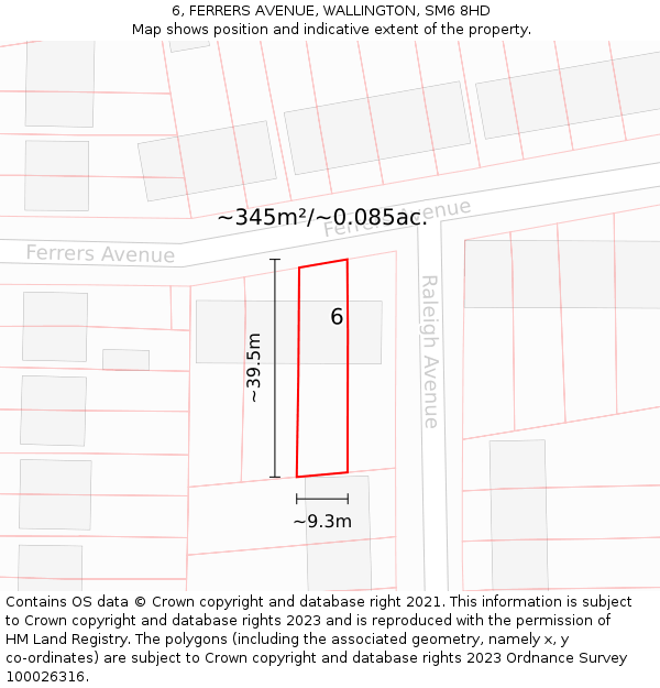 6, FERRERS AVENUE, WALLINGTON, SM6 8HD: Plot and title map