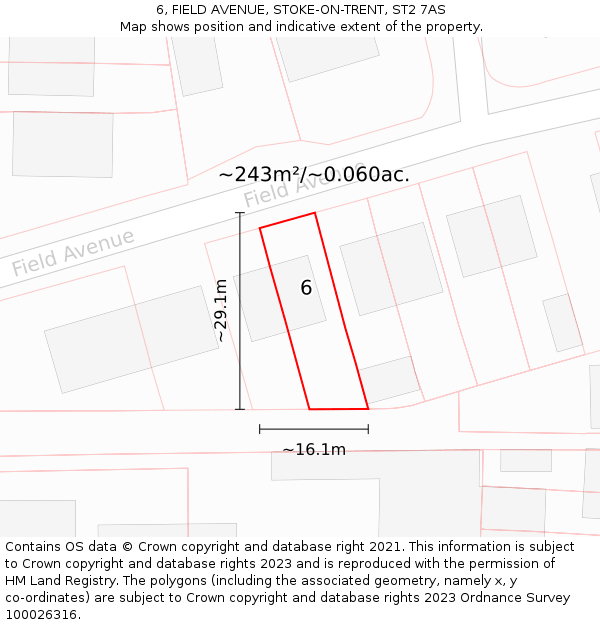 6, FIELD AVENUE, STOKE-ON-TRENT, ST2 7AS: Plot and title map