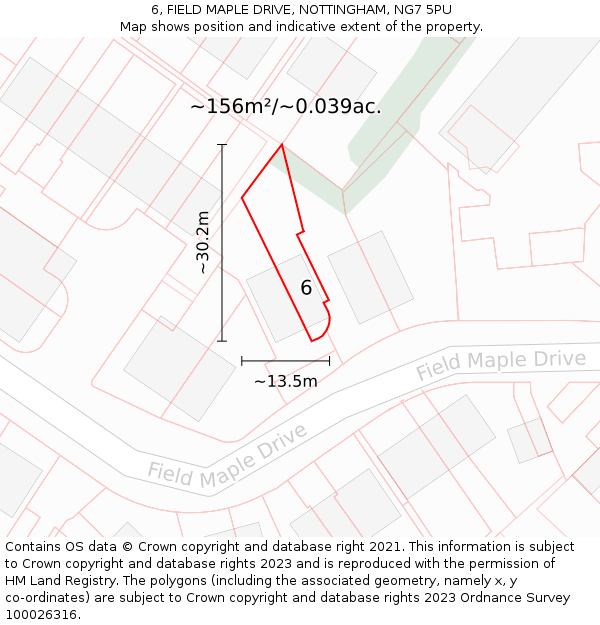 6, FIELD MAPLE DRIVE, NOTTINGHAM, NG7 5PU: Plot and title map