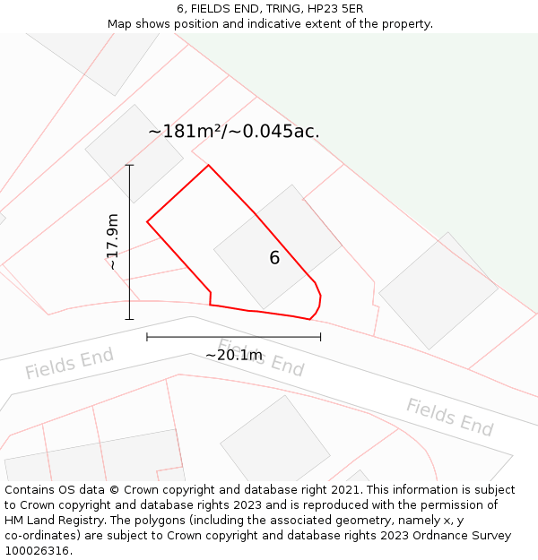 6, FIELDS END, TRING, HP23 5ER: Plot and title map